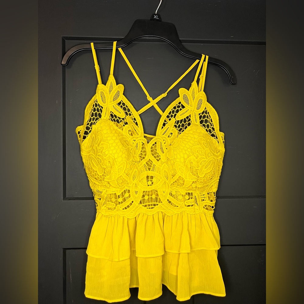 Lulumari bright yellow ruffle top